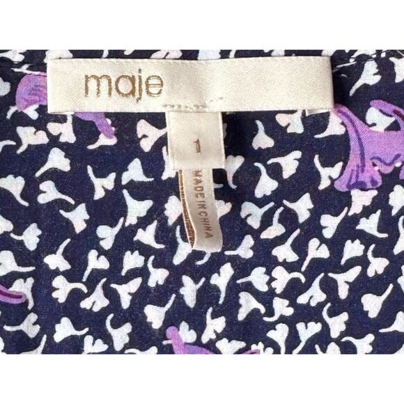 Maje Cipensa Printed Shirt Women’s Size 1 Short Sleeve Multi Color Print Buttons - Picture 3 of 7